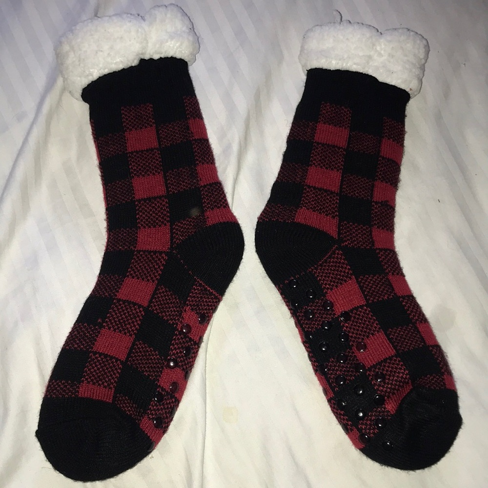 Fuzzy Plaid socks